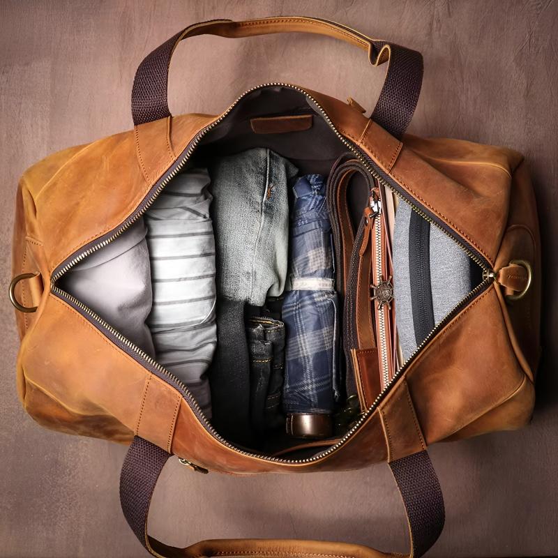 Angelo Leather Duffel Bag - Brown