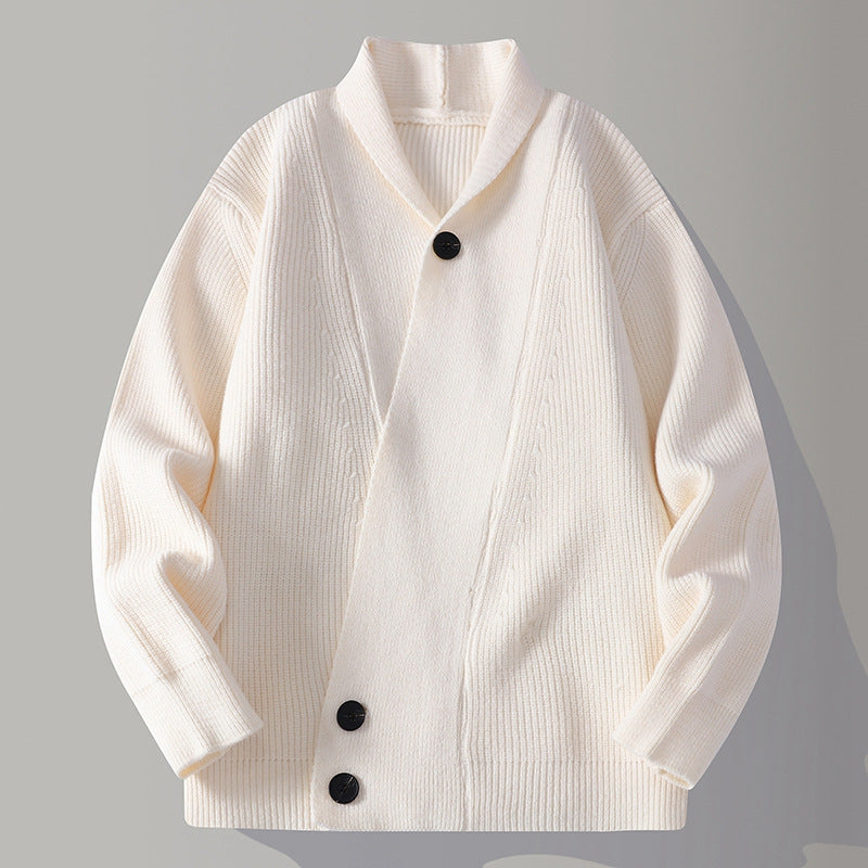Tyler Knitted Cardigan in Cream – front view