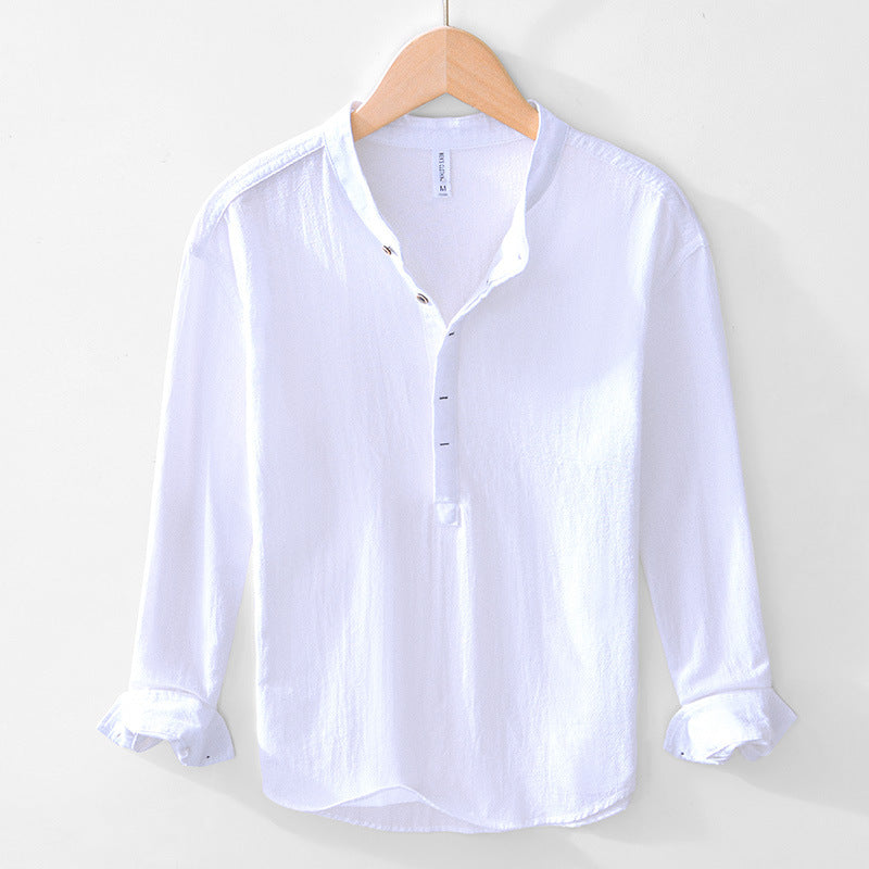 Paxton V-Neck Shirt in White – product view