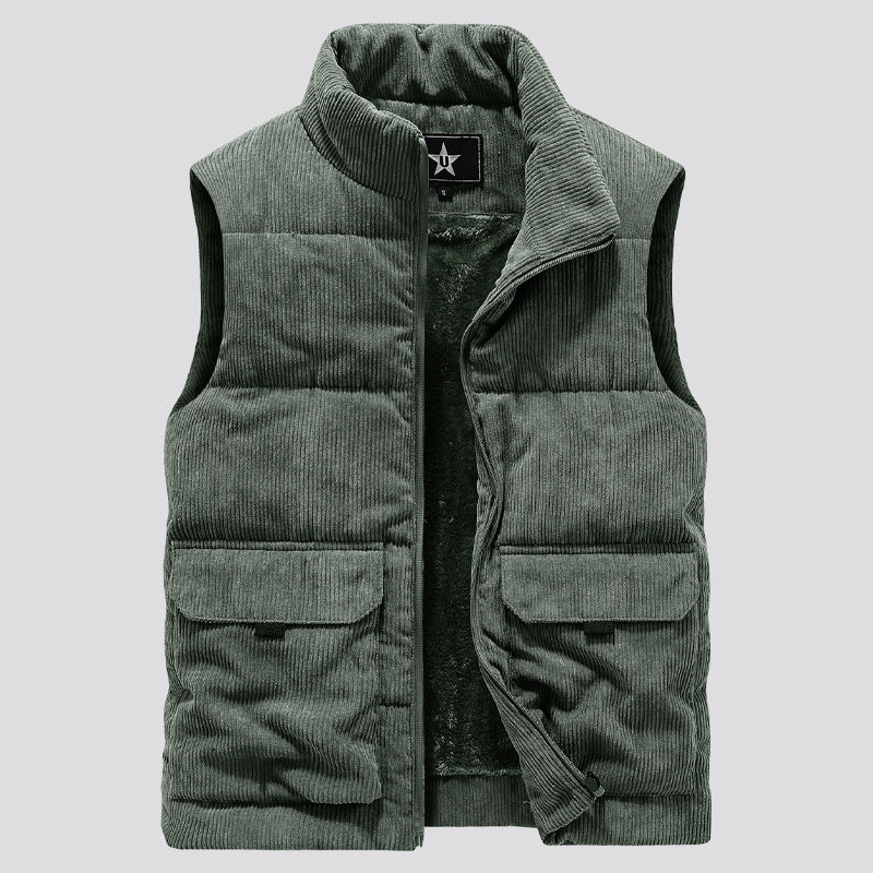 Ronald Corduroy Vest in Green – alternate view