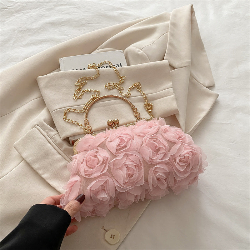 Scarlett Rosette Clutch in Pink – product view