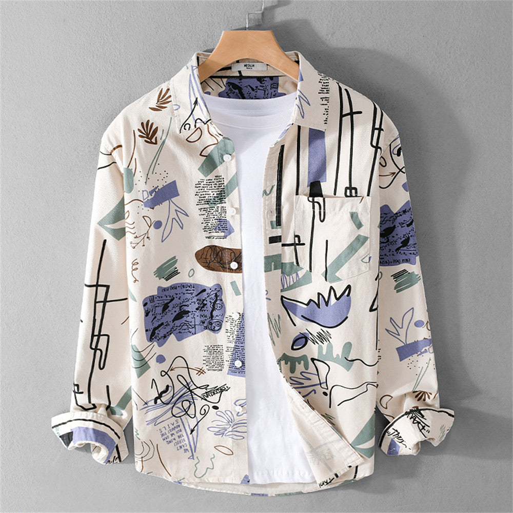 Angelo Abstract Shirt in Cream – front view
