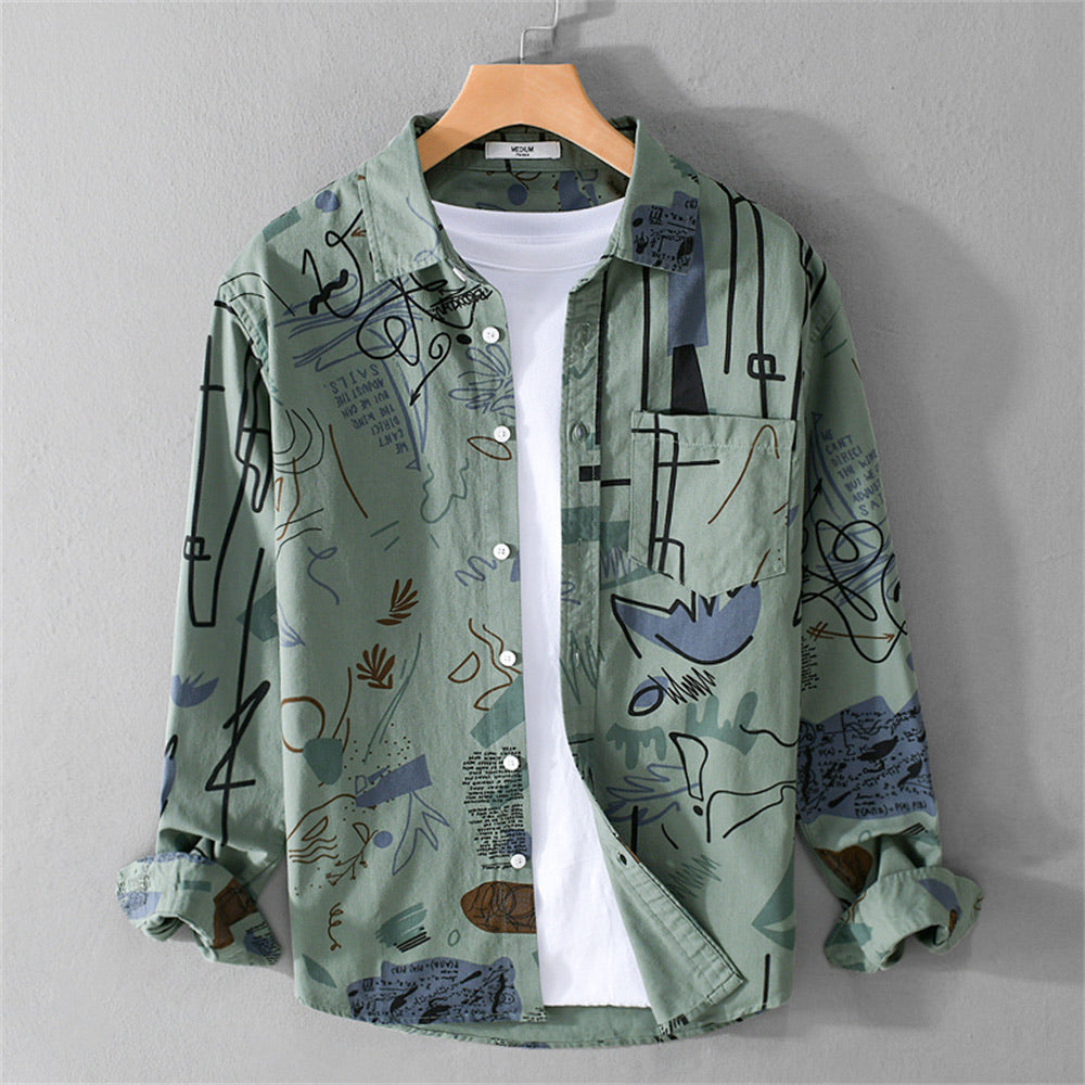 Angelo Abstract Shirt in Green – alternate view