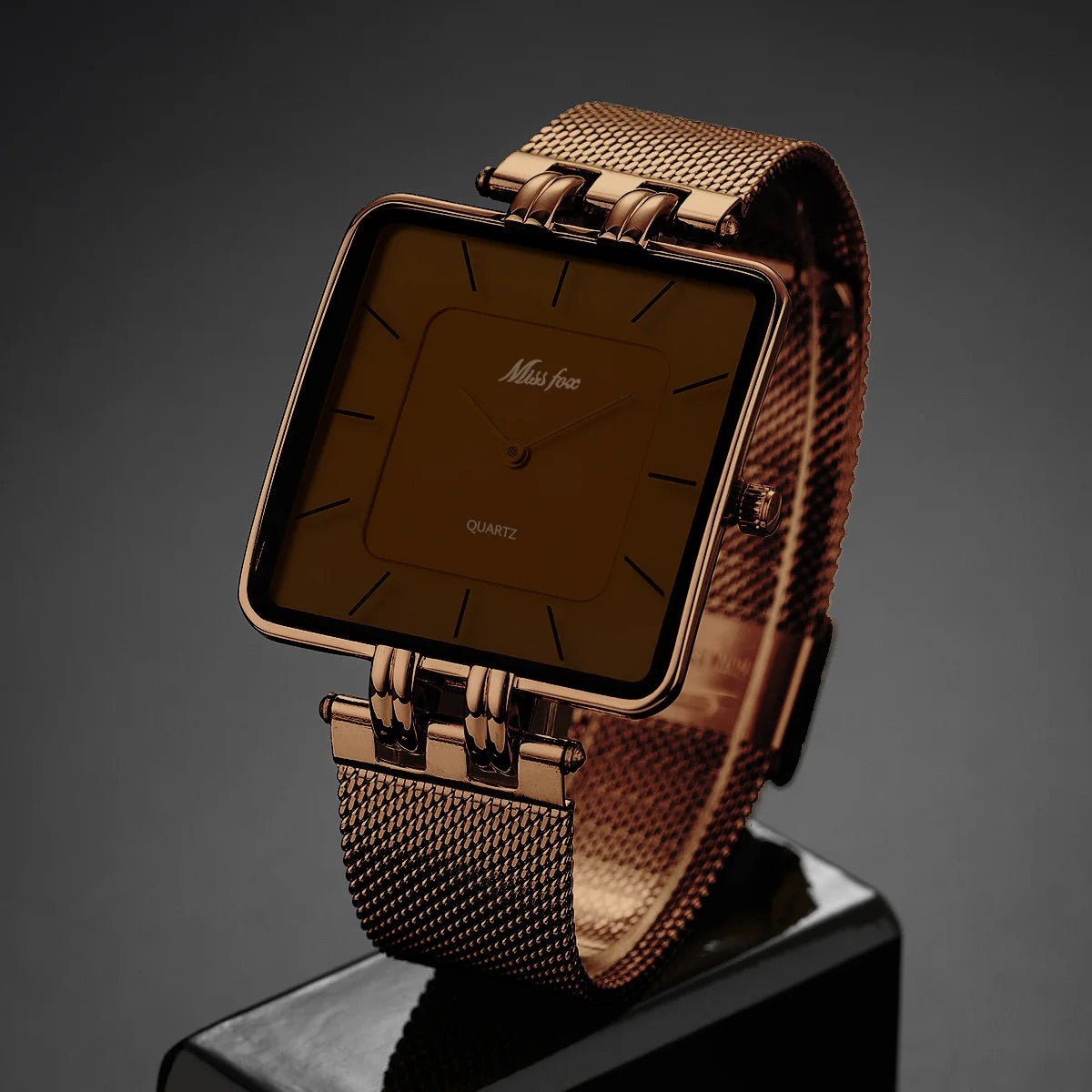 Zelari Square Watch in Brown – product view