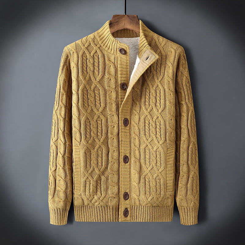 Franklin Knitted Cardigan in Brown – front view