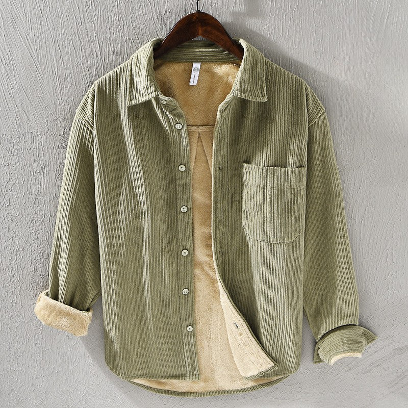 Bryce Corduroy Shirt in Green – front view