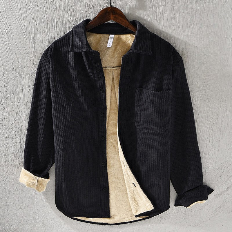 Bryce Corduroy Shirt in Black – detail view