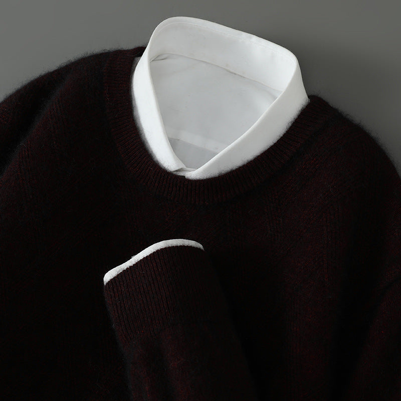 Aston Cashmere Sweater in Burgundy – detail view