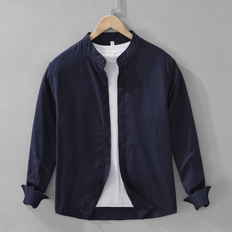 Niccolo Linen Shirt in Navy Blue