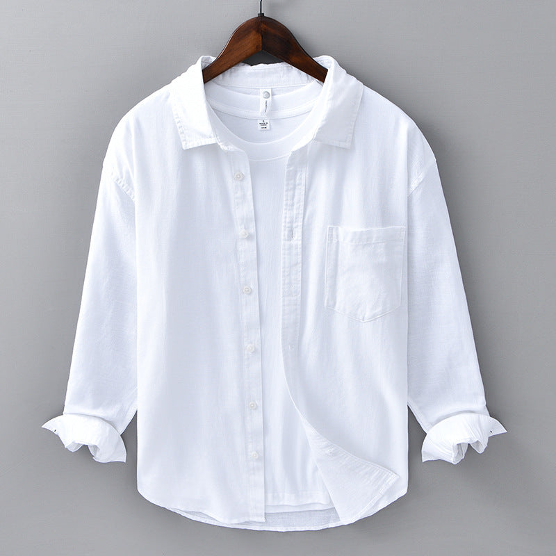 Wyatt Linen Shirt in White – alternate view