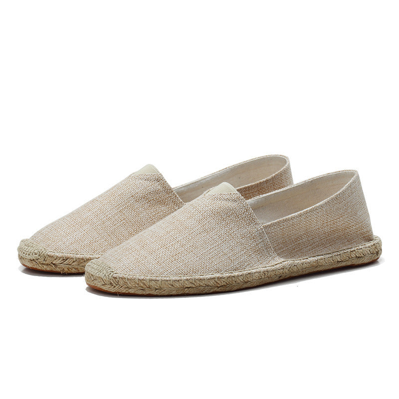 Aurelio Espadrilles in Cream — woven canvas with hemp rope sole