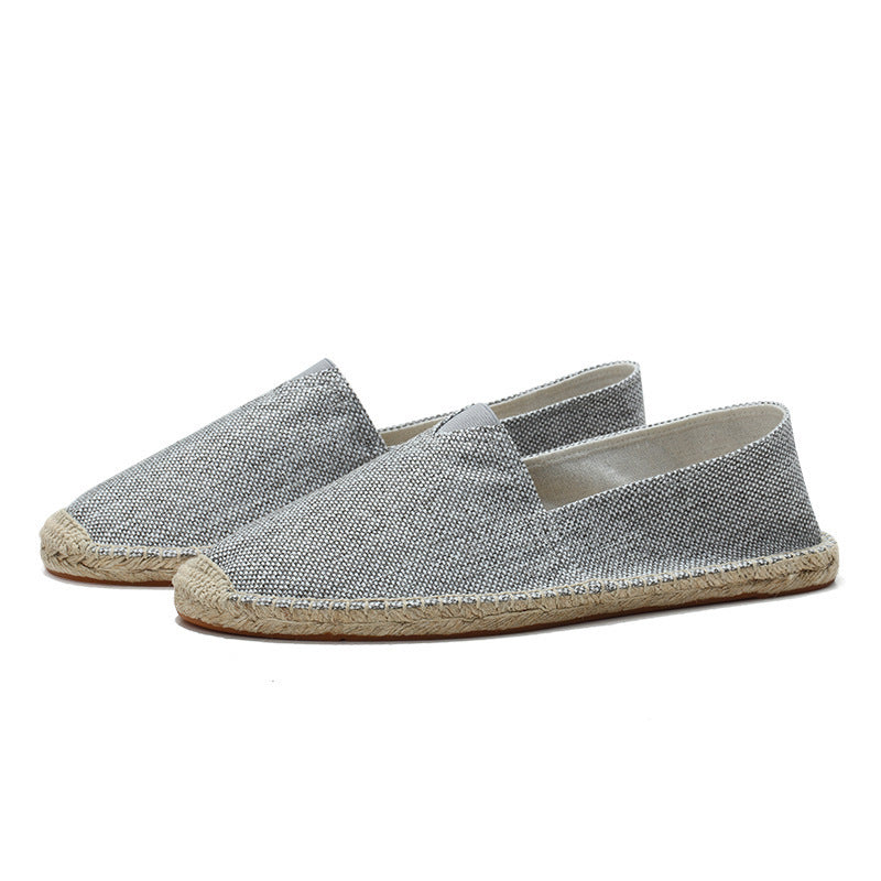Aurelio Espadrilles in Light Gray — woven canvas with hemp rope sole