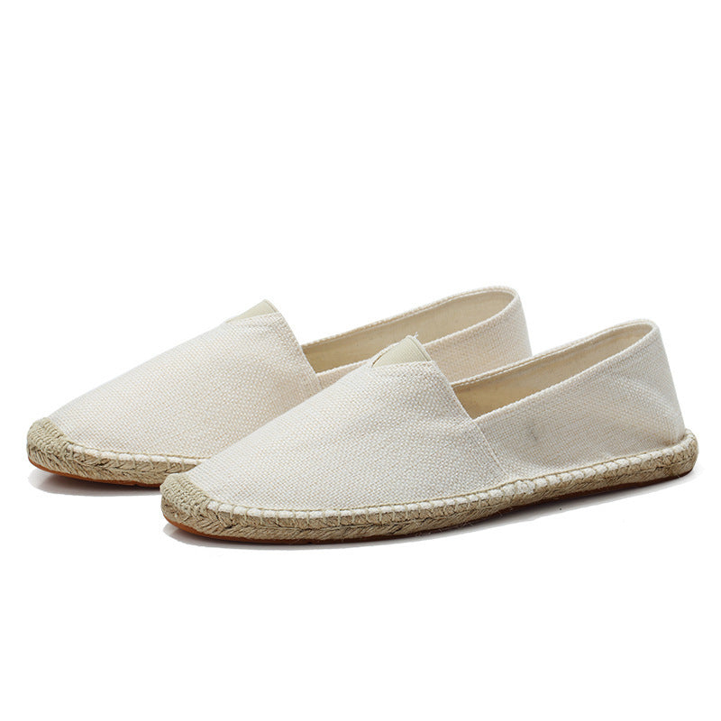 Aurelio Espadrilles in White — woven canvas with hemp rope sole