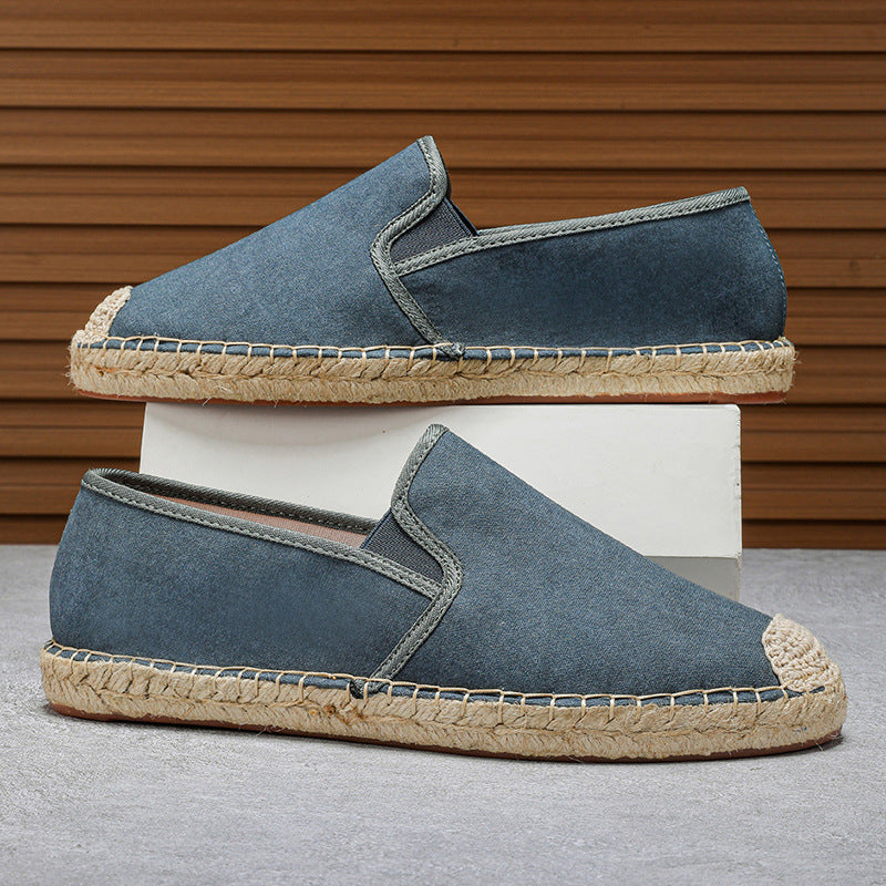 Stefano Suede Espadrilles in Blue — slip-on hemp sole