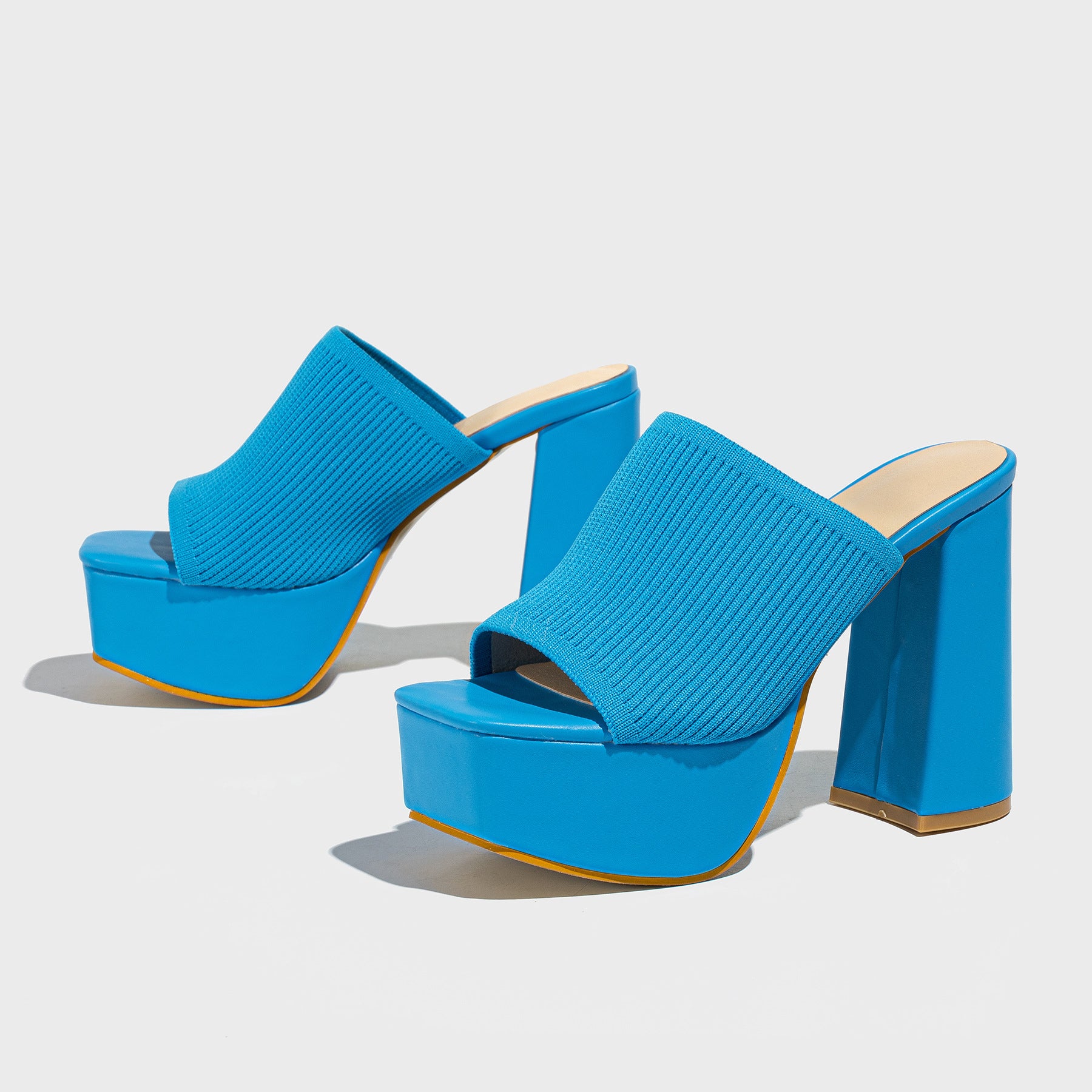 Valentina Platform Mules in Blue