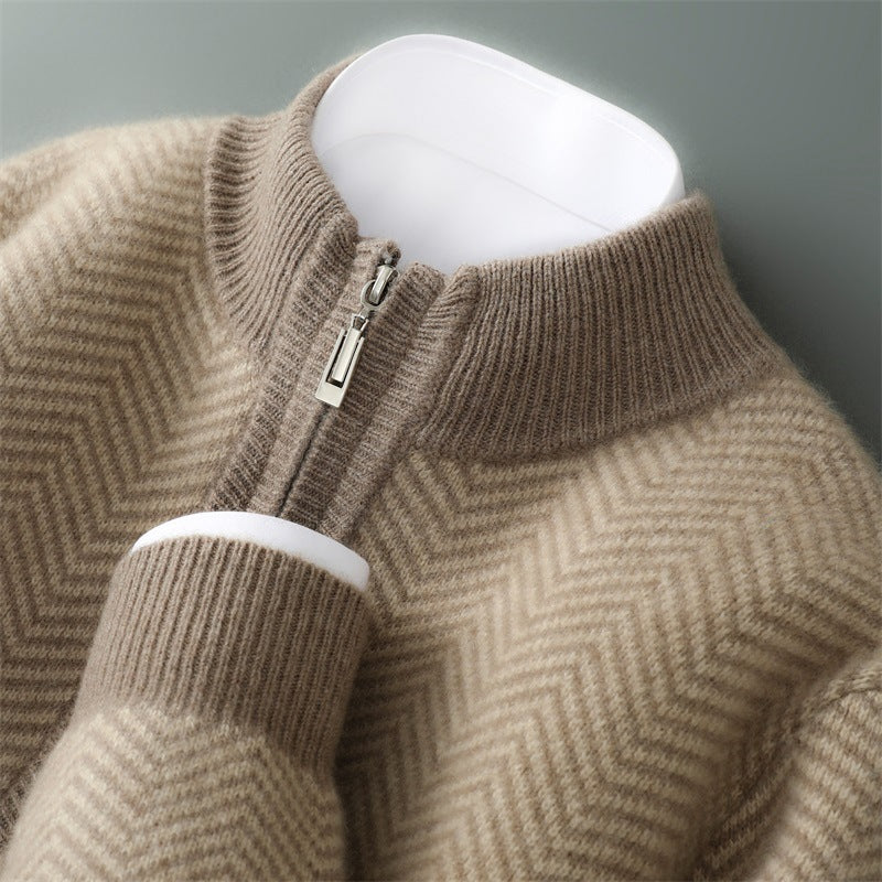 Fletcher Cashmere Sweater in Khaki – front view
