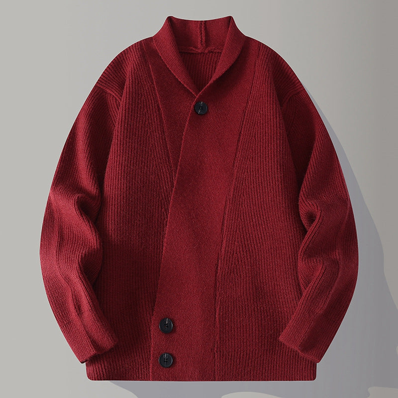 Tyler Knitted Cardigan in Burgundy – product view