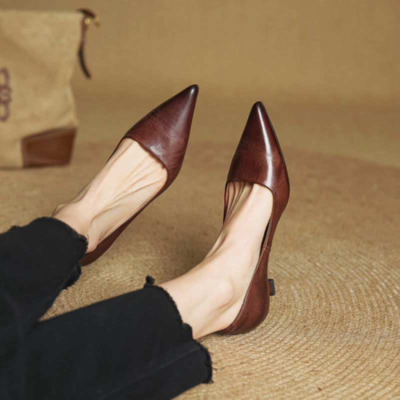 Viola Leather Heels in Dark Brown – product view