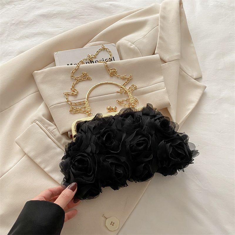 Scarlett Rosette Clutch in Black – alternate view