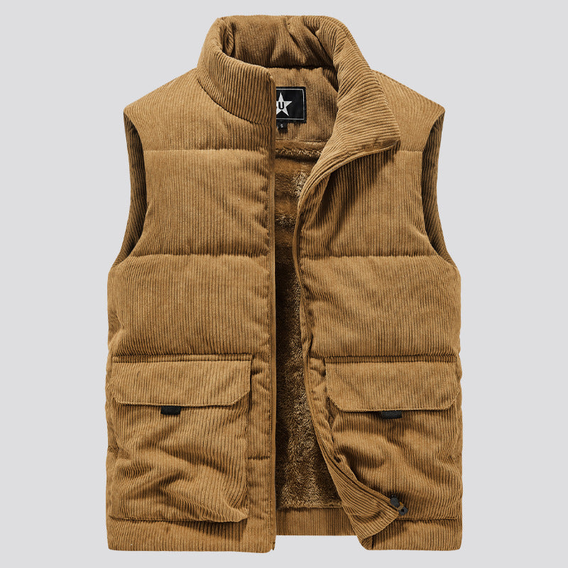 Ronald Corduroy Vest in Brown – front view