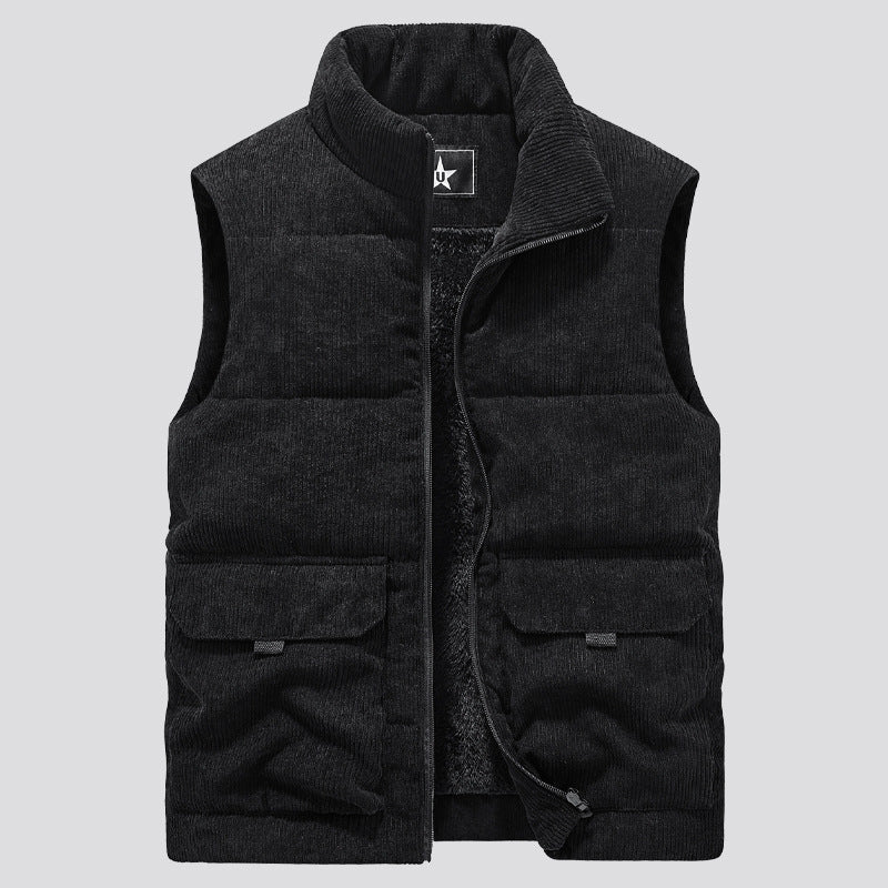 Ronald Corduroy Vest in Black – product view