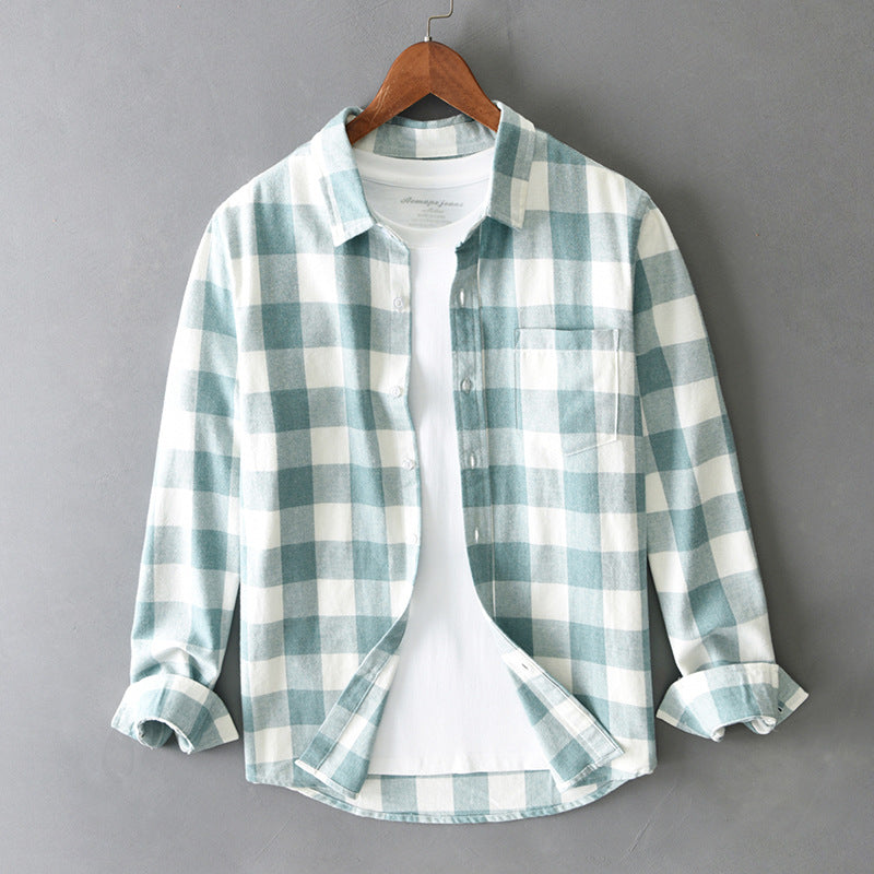 Grayson Plaid Shirt in Light Green – product view