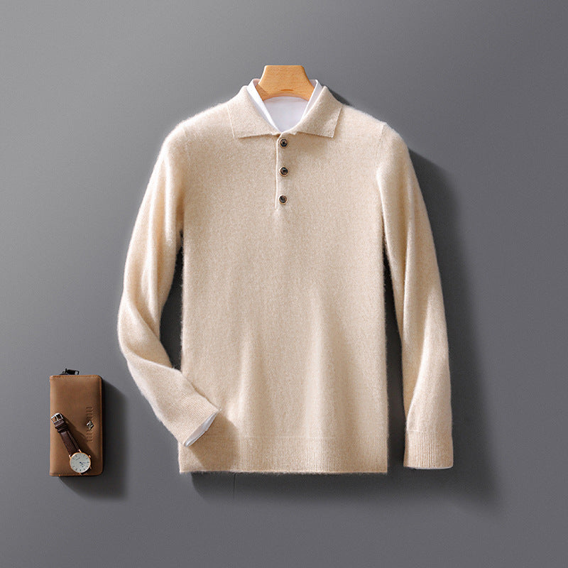 Jarod Cashmere Sweater in Cream – front view