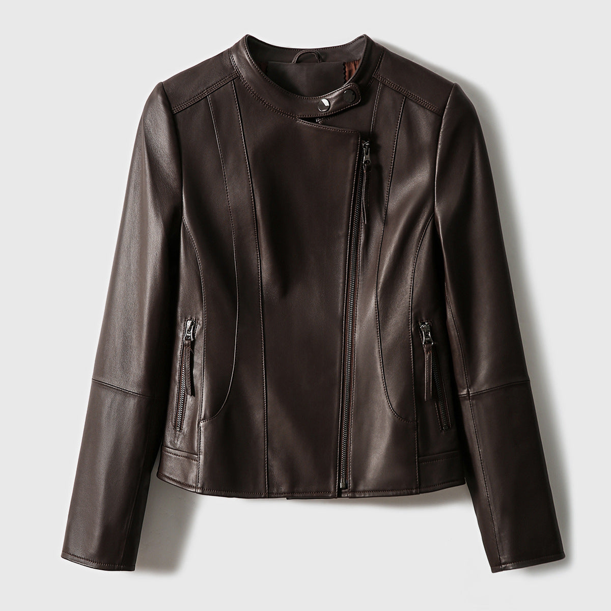 Tammi Leather Jacket in Dark Brown – product view