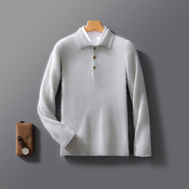 Jarod Cashmere Sweater in Light Gray – detail view