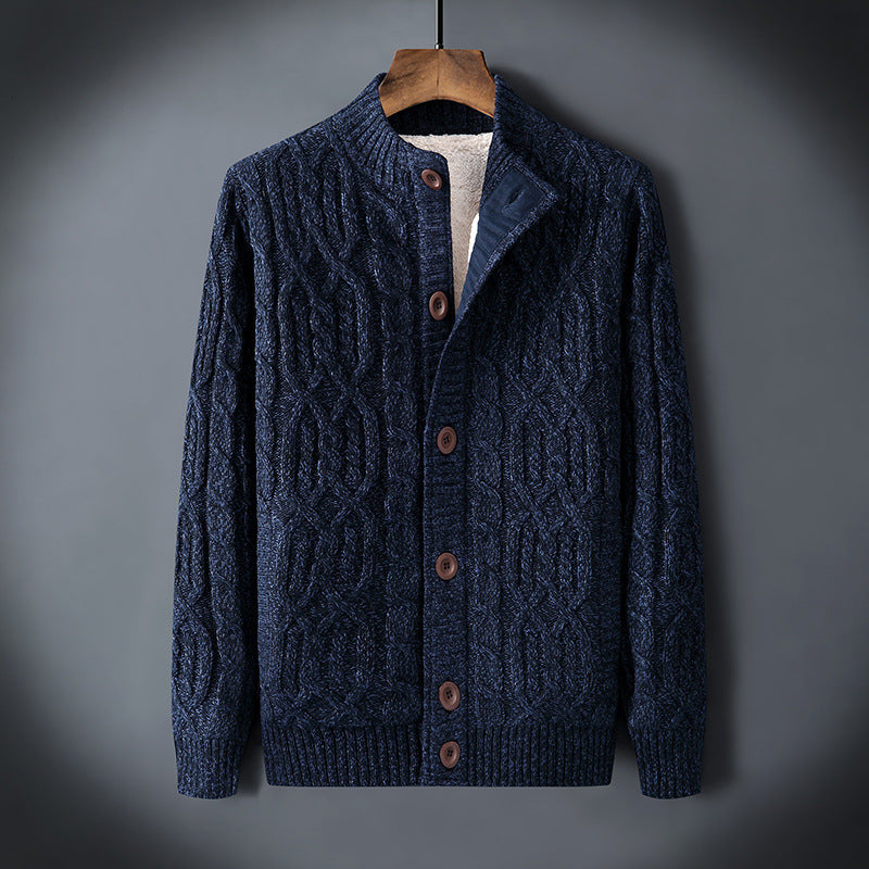 Franklin Knitted Cardigan in Navy Blue – product view