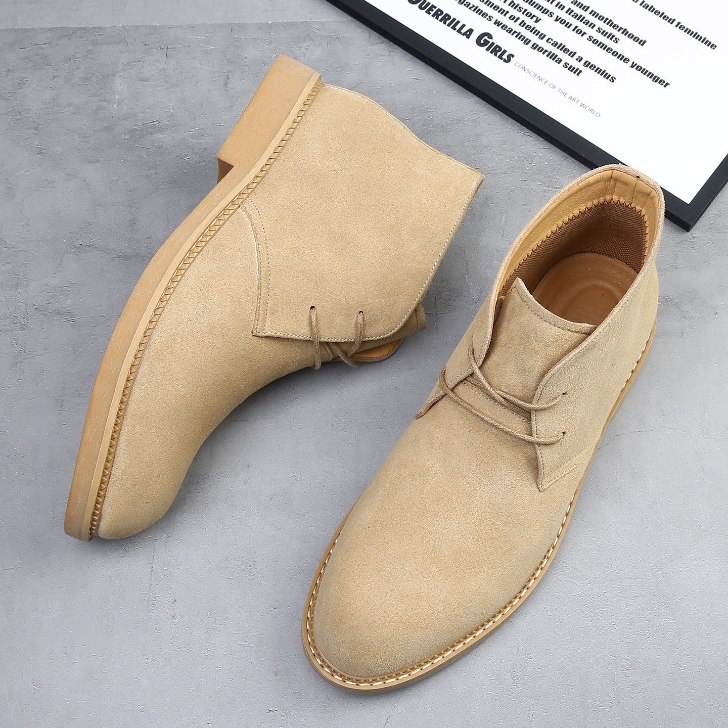 Toni Suede Boots in Cream – product view