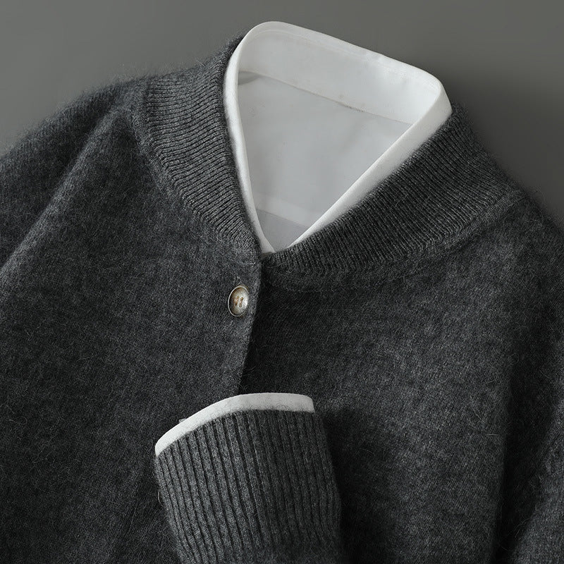 Monroe Cashmere Sweater in Dark Gray – detail view