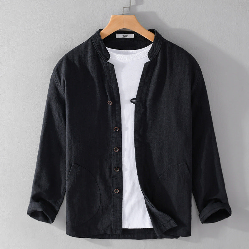 Enzo Linen Shirt in Black