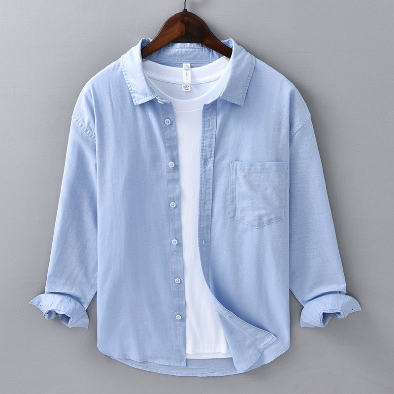 Wyatt Linen Shirt in Light Blue – product view