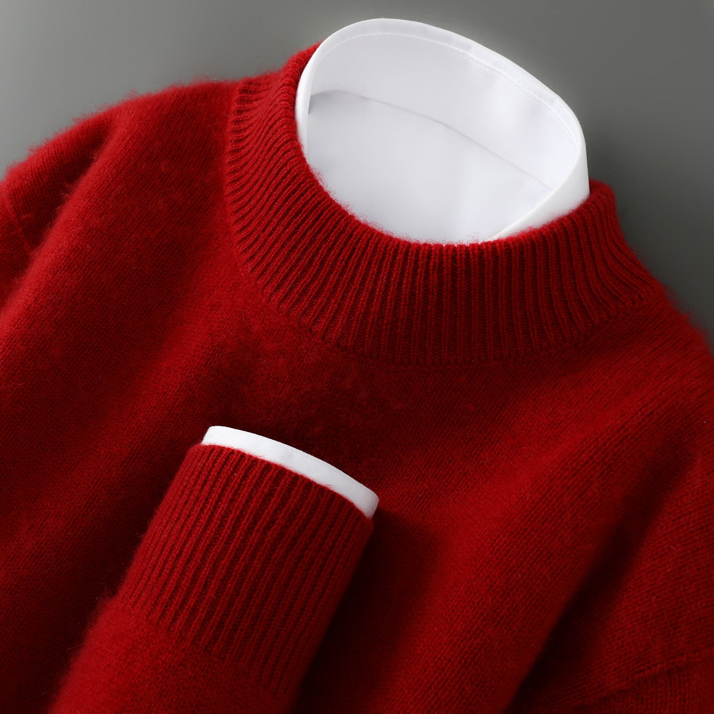 Preston Cashmere Sweater in Red – detail view