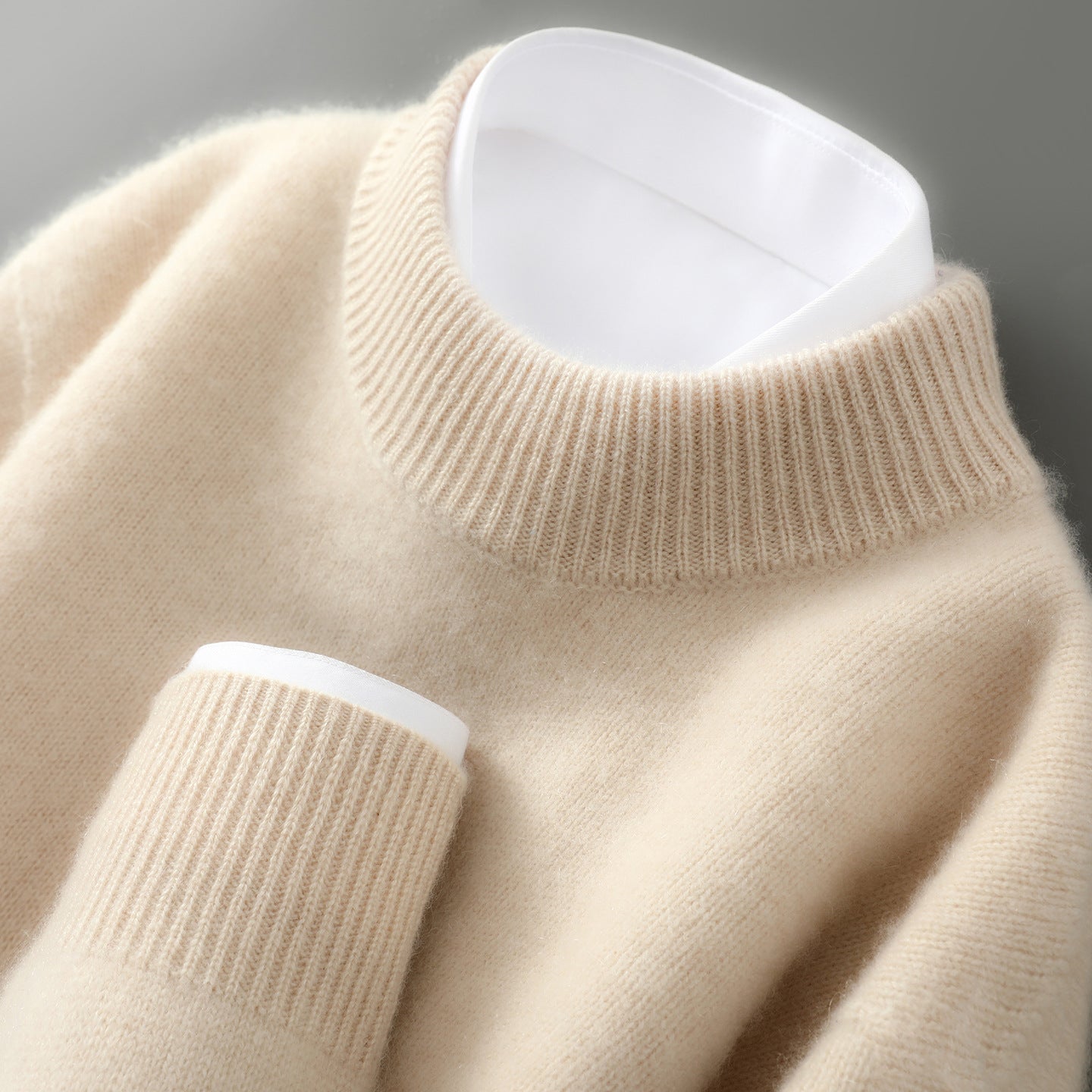 Preston Cashmere Sweater in Cream – front view