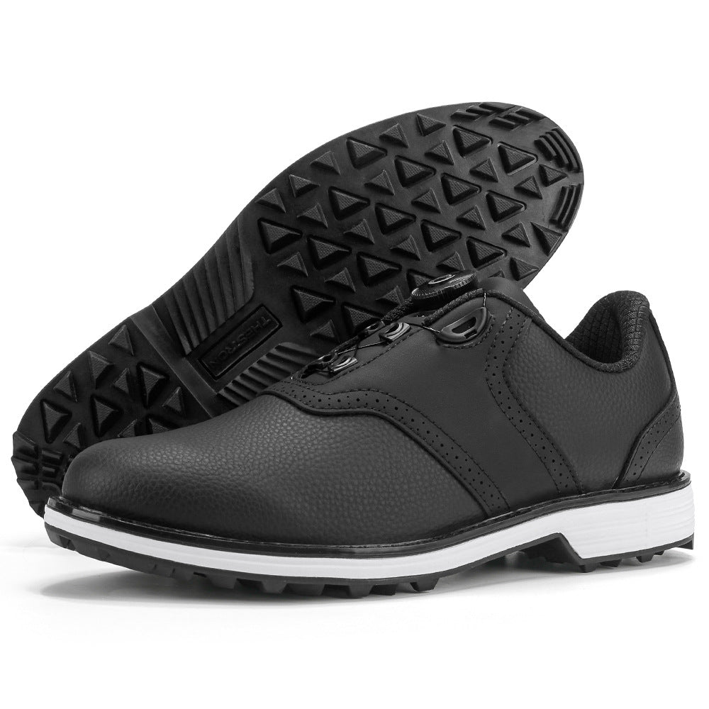 Antonio Golf Shoes in Black — premium leather with BOA dial lacing