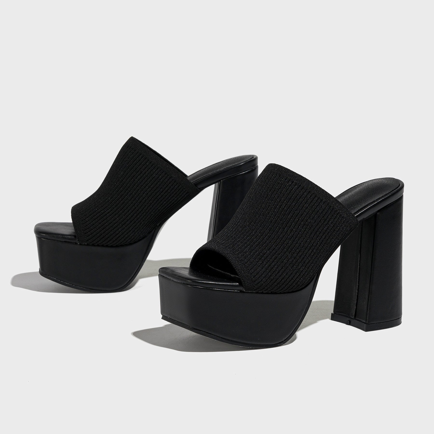 Valentina Platform Mules in Black