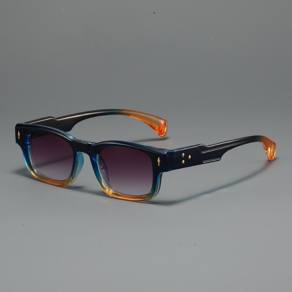 Octavio Square Sunglasses in Dark Blue — Men's chunky retro acetate sunglasses