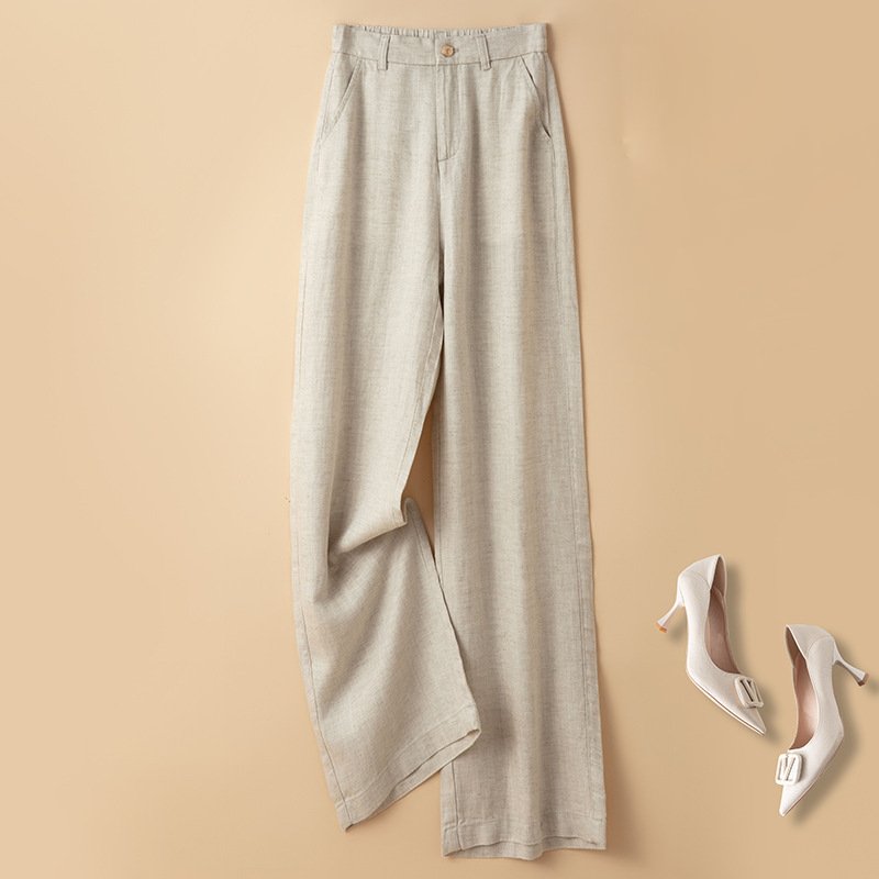 Delphine Linen Trousers in Beige