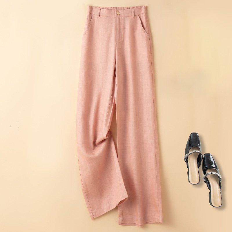 Delphine Linen Trousers in Pink