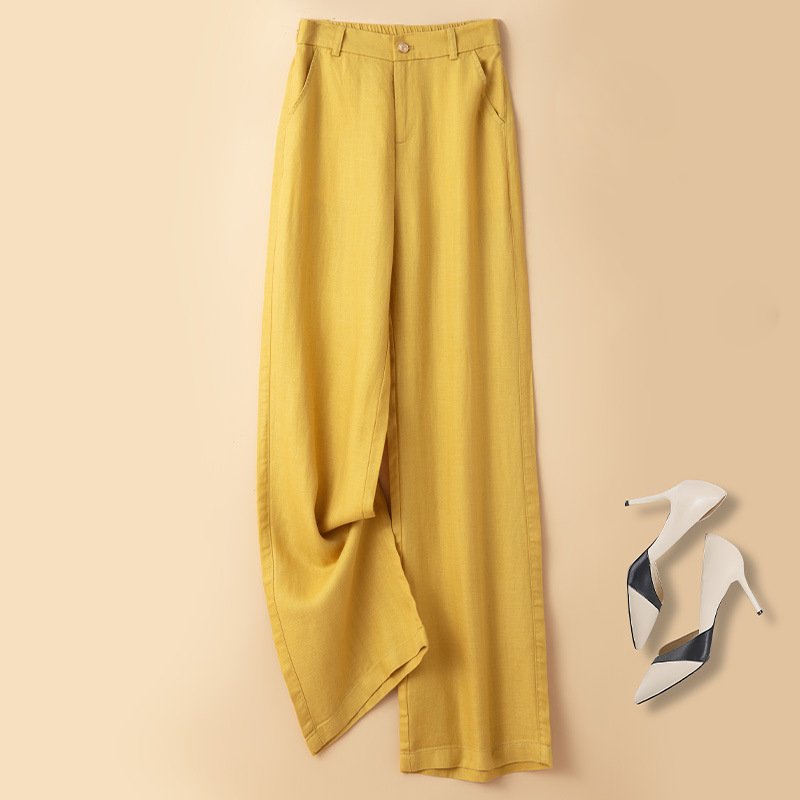 Delphine Linen Trousers in Yellow
